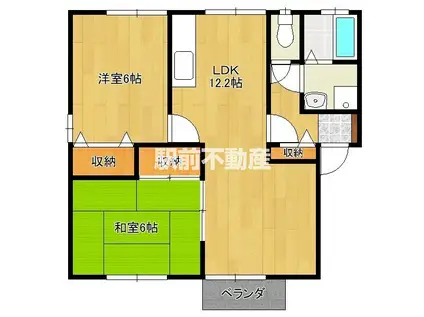 アークフラッツⅡ A棟(2LDK/1階)の間取り写真