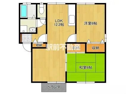 アークフラッツⅡ A棟(2LDK/1階)の間取り写真