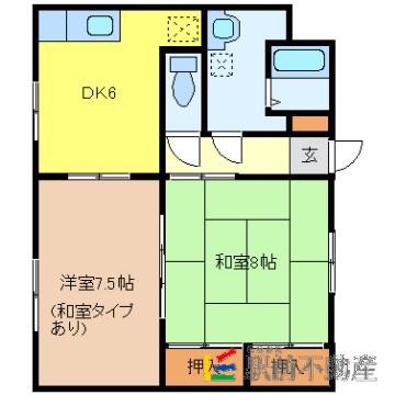 OAK HILLS VILLA A棟(2DK/2階)の間取り写真