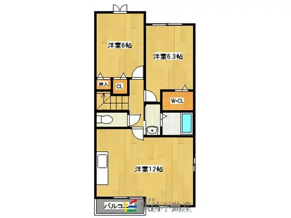 メゾン・プラシードB(2LDK/2階)の間取り写真