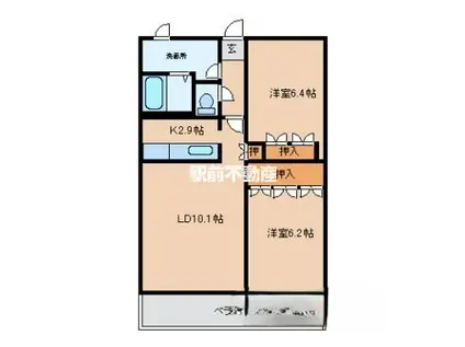 ボンヌールさくら(2LDK/2階)の間取り写真