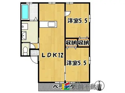 エスポワール岬(2LDK/1階)の間取り写真