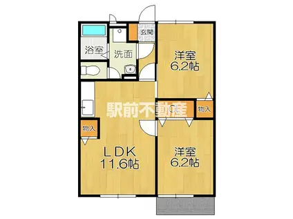 グレイスドリーム(2LDK/1階)の間取り写真