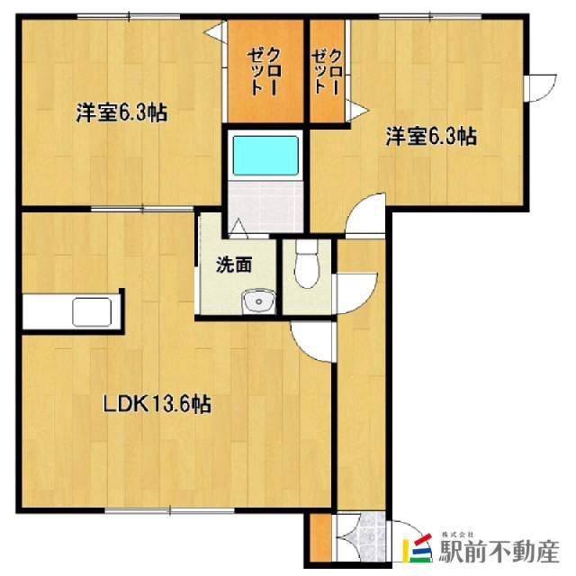 エル・スールC棟(2LDK/1階)の間取り写真