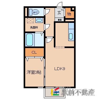 セジュール・シャイニングA棟(1LDK/1階)の間取り写真