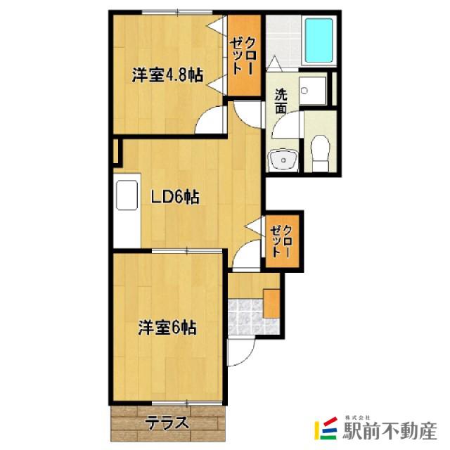ウランタン弐番館(2DK/1階)の間取り写真