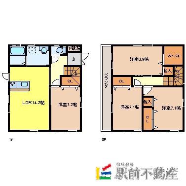 西鉄天神大牟田線 大溝駅 徒歩9分 2階建 築16年(4LDK)の間取り写真