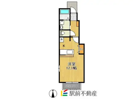 西鉄天神大牟田線 倉永駅 徒歩8分 2階建 築15年(1K/1階)の間取り写真