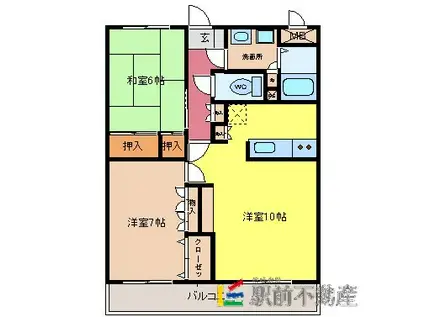 グレース・マンション橋爪(2LDK/5階)の間取り写真