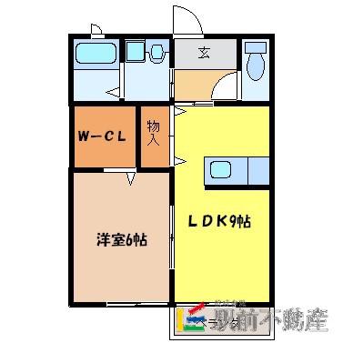 VILLA FUJIYOSHI 2(1LDK/2階)の間取り写真