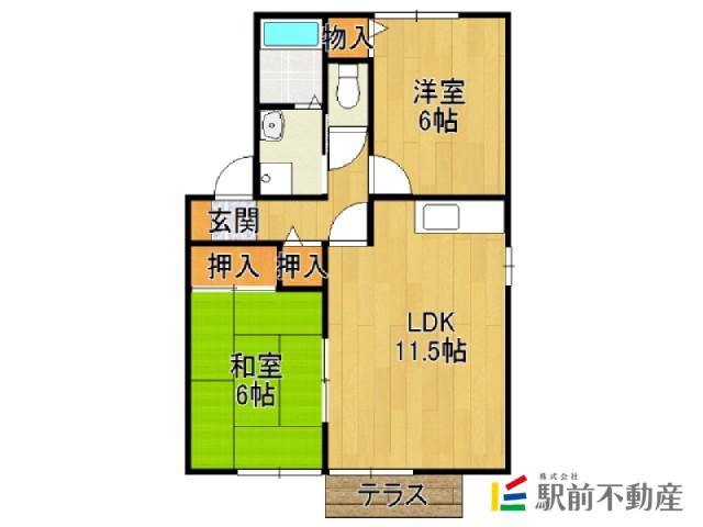 ガーデンヒルズ(2LDK/1階)の間取り写真