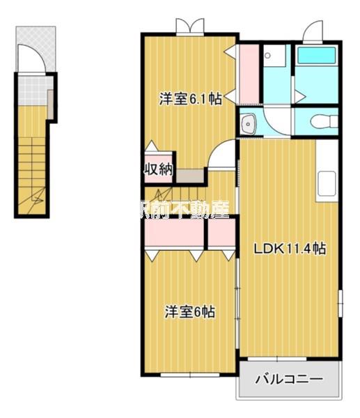 バウクロッツ(2LDK/2階)の間取り写真