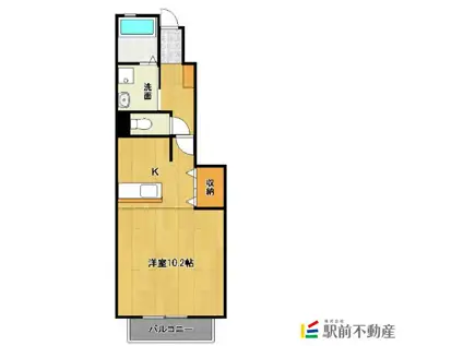 鹿児島本線 羽犬塚駅 徒歩25分 2階建 築19年(1K/1階)の間取り写真