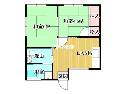 本木室ハイツ(2DK/2階)の間取り写真