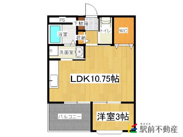 ラウトSENTOSA輝(1LDK/2階)の間取り写真