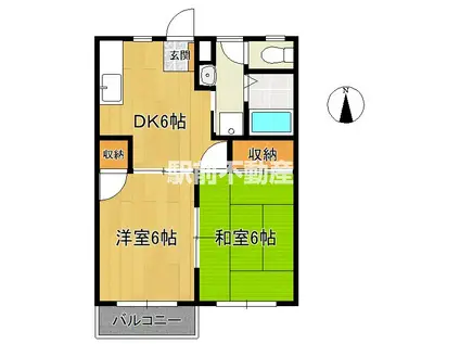 アーバンドリームⅡ(2DK/2階)の間取り写真