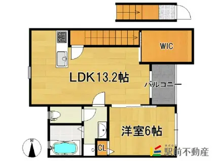 ヴィラージュさくらA(1LDK/2階)の間取り写真