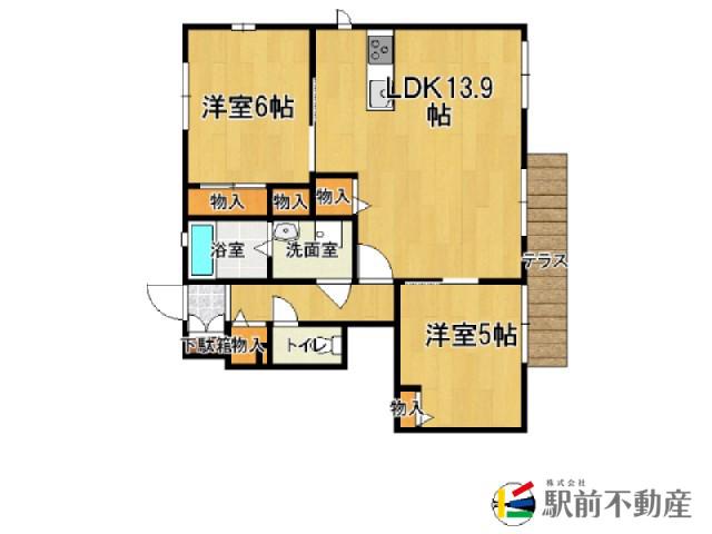 エアホルクヴィラD棟(2LDK/1階)の間取り写真