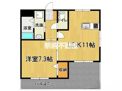 アクアマリン(1LDK/1階)の間取り写真