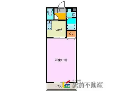 グランセラーノ(1K/4階)の間取り写真