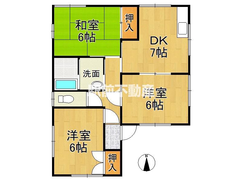 鹿児島本線 羽犬塚駅 徒歩83分 2階建 築31年(3DK)の間取り写真