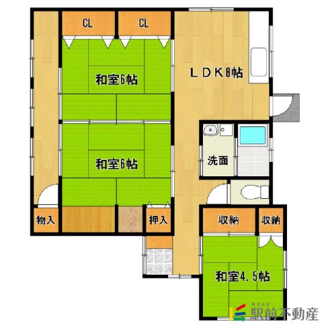 鹿児島本線 筑後船小屋駅 徒歩32分 2階建 築45年(3LDK)の間取り写真