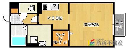 鹿児島本線 羽犬塚駅 徒歩11分 2階建 築22年(1K/2階)の間取り写真