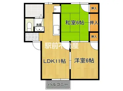 フワール白金(2LDK/1階)の間取り写真