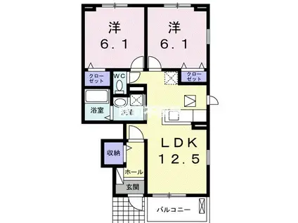 西鉄天神大牟田線 犬塚駅 徒歩31分 2階建 築14年(2LDK/1階)の間取り写真