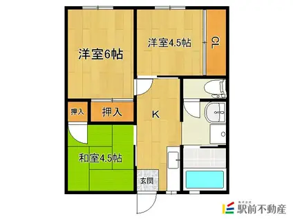 蒲池コーポ(3K/1階)の間取り写真