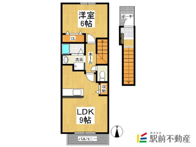 レジデンス稲富B(1LDK/2階)の間取り写真