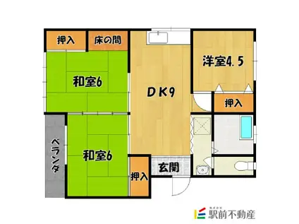 第二矢野コーポ(3DK/2階)の間取り写真