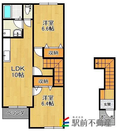 AND ONE西棟(2LDK/2階)の間取り写真
