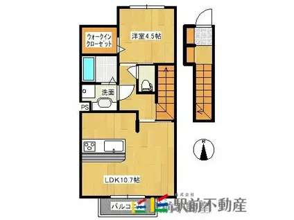 フローレス(1LDK/2階)の間取り写真