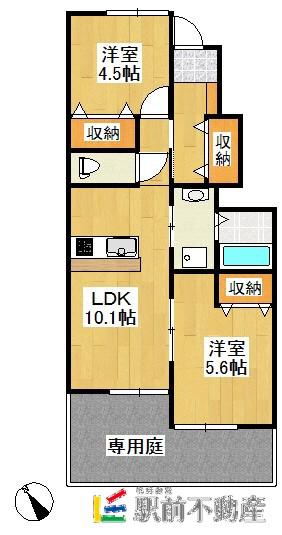 ノアース(2LDK/1階)の間取り写真