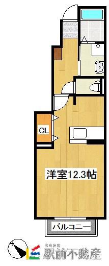ノイエツァイトⅠ(ワンルーム/1階)の間取り写真