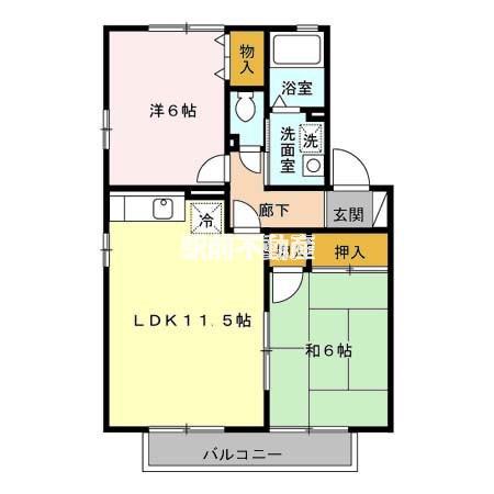 鹿児島本線 羽犬塚駅 徒歩19分 2階建 築24年(2LDK/2階)の間取り写真