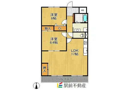 パールマンション手鎌(2LDK/7階)の間取り写真