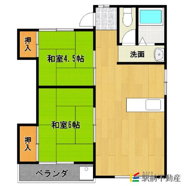 パークサイドエサキ2(2LDK/2階)の間取り写真