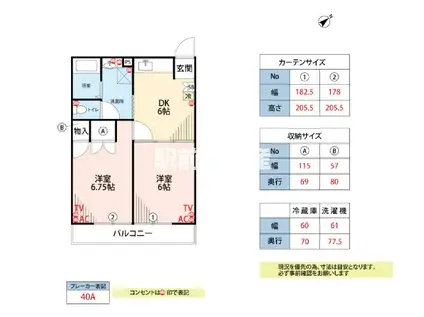 レジデンス大川(2DK/2階)の間取り写真