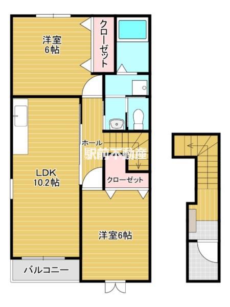 サンモールB(2LDK/2階)の間取り写真