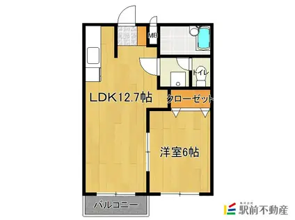 リベルテタウンC(1LDK/2階)の間取り写真