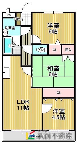 サンヴェルディ木室(3LDK/3階)の間取り写真