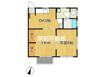 富士コーポ(2DK/1階)の間取り写真