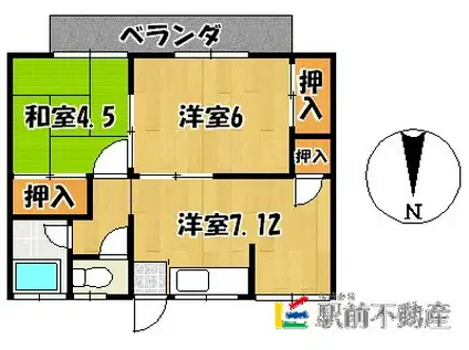 コーポ通町(2DK/2階)の間取り写真