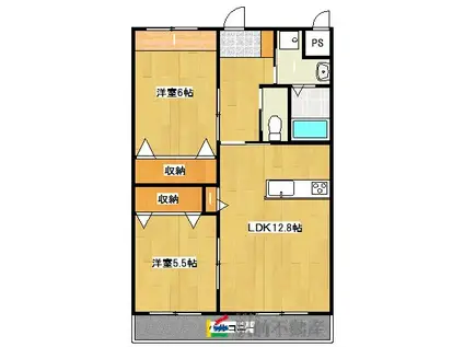 プレステージけやき通(2LDK/4階)の間取り写真
