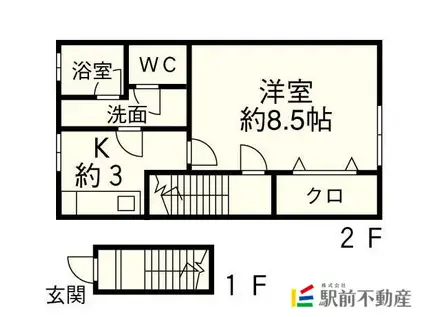 サンマリノ吉田B棟(1K/2階)の間取り写真