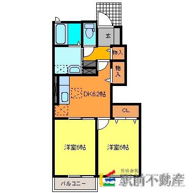 ランドマークけやきⅥ番館(2DK/1階)の間取り写真