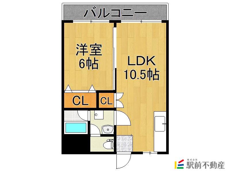 浜町マンション(1LDK/3階)の間取り写真
