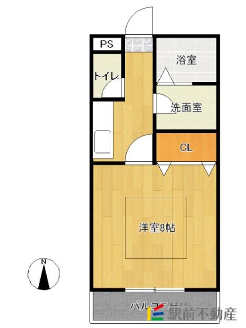 パールハイムⅡ(1K/2階)の間取り写真